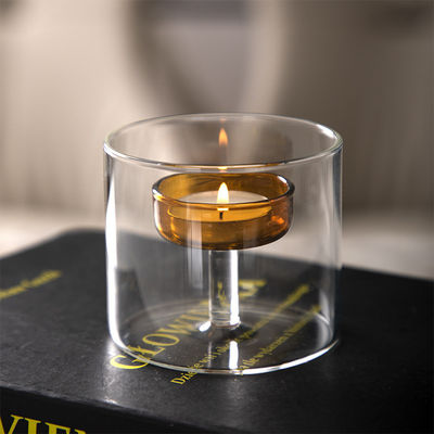 Decoração do lar Europeus Jar de vidro Candlestick Clear Cup estilo de luxo elegante logotipo romântico