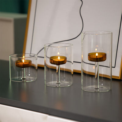Decoração do lar Europeus Jar de vidro Candlestick Clear Cup estilo de luxo elegante logotipo romântico
