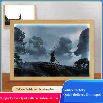 Quadro fotográfico Black Myth Quadro de madeira Lâmpada noturna Monkey King Design para estudo e quarto