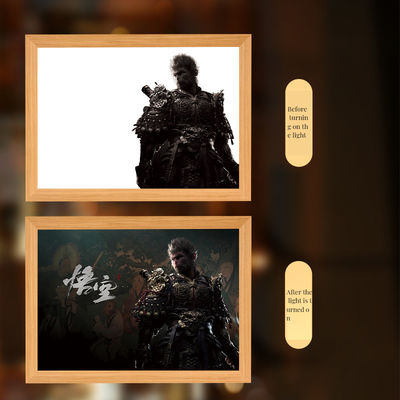 Tamanho personalizado Black Myth Monkey King Night Light Viagem ao Oeste lâmpada de quadro de madeira para quarto e escritório