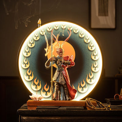 Carregador de incenso de cerâmica Sun Wukong LED Light Black Mythical Burner para decoração residencial