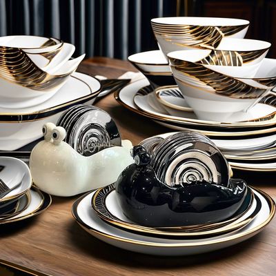 Design de desenhos animados Servidores de mesa cerâmicos Conjunto de jantar de porcelana para casamentos Restaurantes