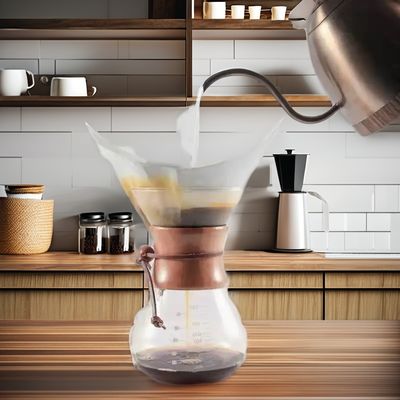 PS Chávena de chá de vidro de plástico com design em forma de funil e corda portátil de aço inoxidável