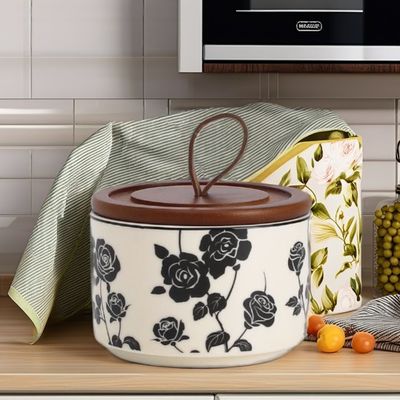 Floral Design Jar de vidro selado Ideal para armazenamento de cozinha e recipiente de alimentos microondas