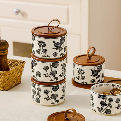 Recipiente de alimentos Canister de cerâmica para jóias Especiarias de chá Mel em design clássico vintage