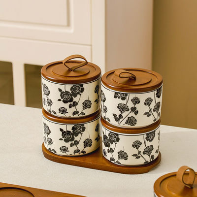 Recipiente de alimentos Canister de cerâmica para jóias Especiarias de chá Mel em design clássico vintage