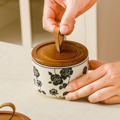 Conveyor de alimentos com microondas com elegante frasco de armazenamento cerâmico de design floral