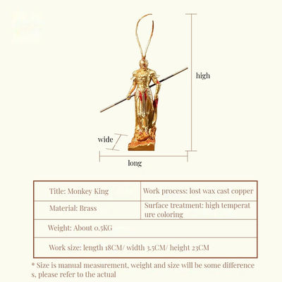 Ornamentação 3D Resina Monkey King Figura com material metálico de Viagem ao Oeste