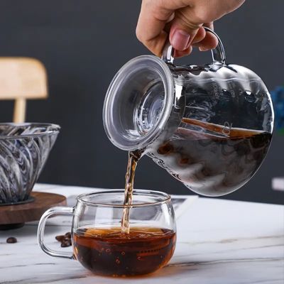 Caixa de café de vidro transparente de tipo garrafa normal com suporte e alça de bambu