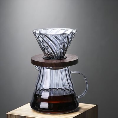 Cappuccino portátil para adultos com suporte de madeira e funil de vidro