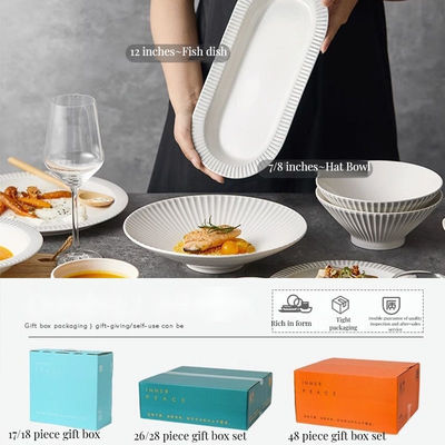 Relief Nórdico Cerâmica Servidores de jantar Conjunto Salada clara Taças Taças Placas