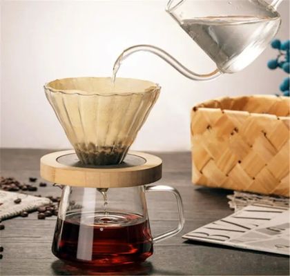 600ml Compartilhe Caixinha de Café de Vidro com Manopla de Madeira Resistente ao Calor Despeje sobre a Cafeteria