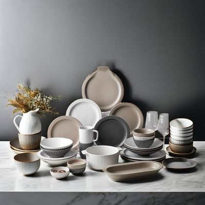 Crackle Glaze Modern Nordic Ceramic Dinnerware Set Dimensões personalizadas e características descartáveis