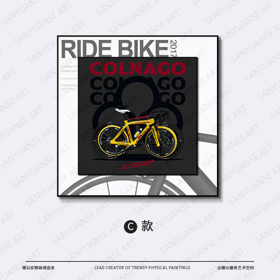 Home Office Hotel decoração moderna bicicleta retro hanging arte de parede com mural de cristal