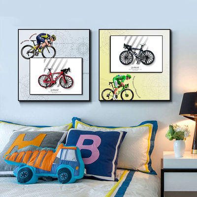 Home Office Hotel decoração moderna bicicleta retro hanging arte de parede com mural de cristal