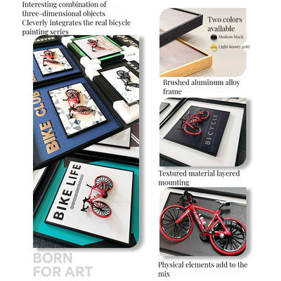 Home Office Hotel decoração moderna bicicleta retro hanging arte de parede com mural de cristal