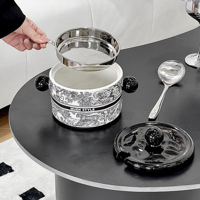 Rotundidade Cerâmica Container de chá café doces com design clássico e microondas