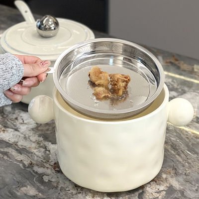 Lelyi 2024 Double Ear em forma de coração cerâmica instantânea taça de macarrão com tampa prato e taça