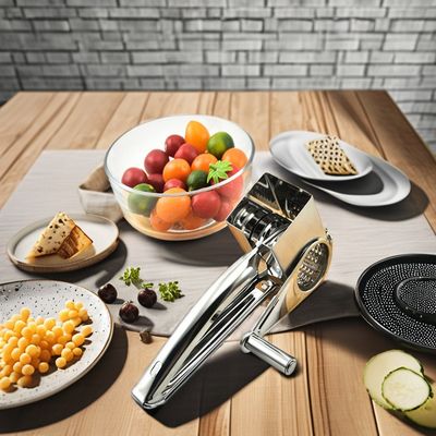 Grateira de queijo rotativa de aço inoxidável compacta para preparação de alimentos rápidos na cozinha doméstica