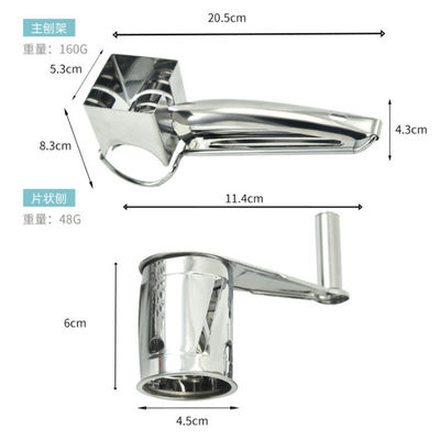 Máquina de cortar queijo e raspagem de nozes de aço inoxidável portátil com 4 acessórios de tambor