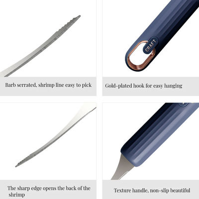 Ferramentas de frutos do mar Remover de casca de camarão de metal ergonômico e raspador de escamas de peixe para cozinheiros domésticos