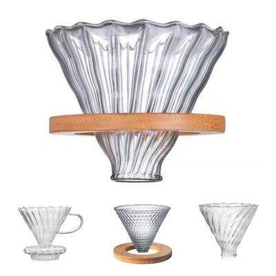 Máquina de café de vidro cerâmica funcional com suporte de bambu de madeira e filtro de plástico metálico
