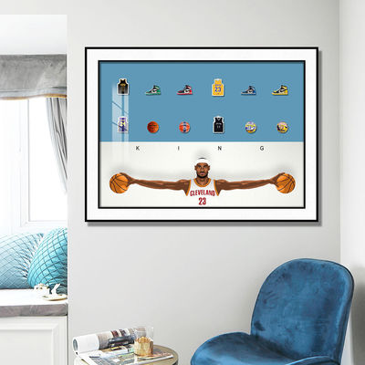 Decoração de varanda Formato retangular elétrico Jordan LeBron James Estrela de basquete Arte de parede