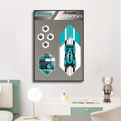 Moderna pintura de parede de carro em blocos 3D para decoração na sala de estar Casa Hotel Escritório