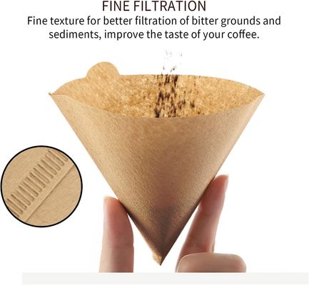 Filtro de papel de café em forma de V para um design em forma de cone marrom descartável e ecológico moderno