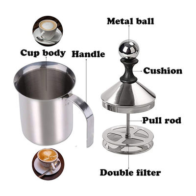 800 ml Mixer de leite de café portátil HomeGoal Espinha manual de aço inoxidável com filtro