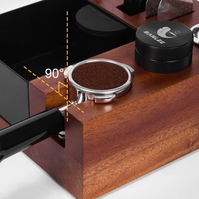 Ferramentas de café de restaurante Caixa de batida de madeira multifuncional com suporte de aço inoxidável 58mm