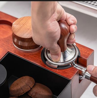 Ferramentas de café de restaurante Caixa de batida de madeira multifuncional com suporte de aço inoxidável 58mm