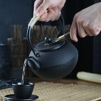 Conjunto de chaleira de chá e café de ferro fundido japonês perfeito para viagens domésticas Acessórios pretos