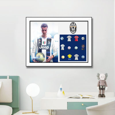 Arte de parede de futebol moderno Bloco de construção elétrico formato pendurado para decoração de sala de estar