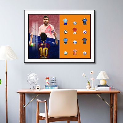 Arte de parede de futebol moderno Bloco de construção elétrico formato pendurado para decoração de sala de estar