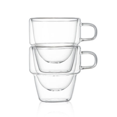 Design clássico 150 ml xícaras de café de vidro transparente de parede dupla para bebidas quentes e geladas