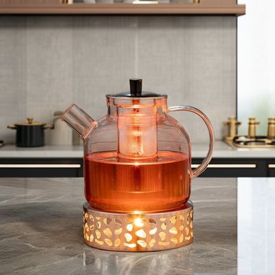 Modern Clear Glass Kettle Tea Cup Set com capacidade de 1500ml e infusor de aço inoxidável