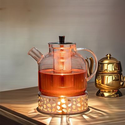 Modern Clear Glass Kettle Tea Cup Set com capacidade de 1500ml e infusor de aço inoxidável
