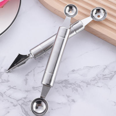 Set de escultura de bolas de melancia de aço inoxidável com colher dupla e utensílios de corte de frutas