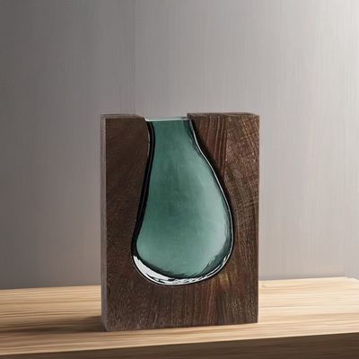 Vaso cerâmico de estilo fazenda com vidro transparente e design de anel de rosquinha