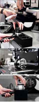 Dispensador de expresso metálico de profundidade ajustável de prata para nivelamento de moinho de café ecológico