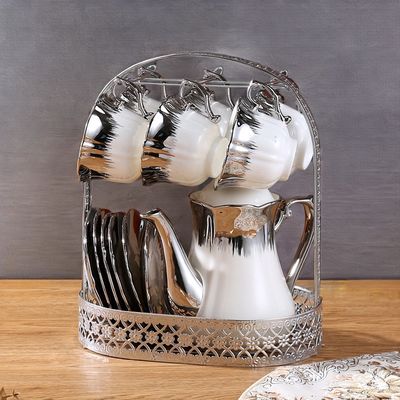 Conjunto de xícara de chá de porcelana branca de luxo de estilo europeu para casa, hotel, restaurante e escritório
