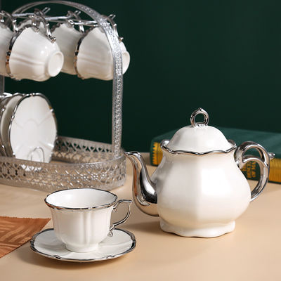 Conjunto de xícara de chá de porcelana branca de luxo de estilo europeu para casa, hotel, restaurante e escritório