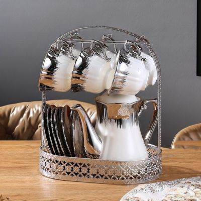 Conjunto de chá cerâmico de capacidade de 1L com círculo dourado e equipamento de café do estilo Europe Design