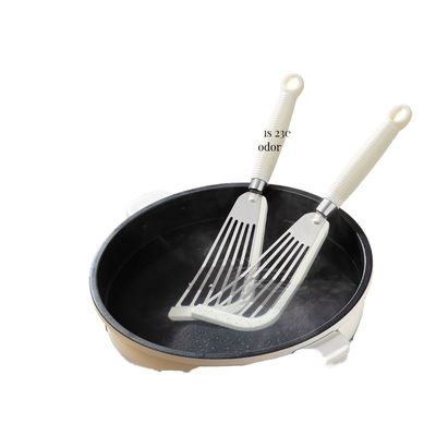 Espatulas de peixe com ranhuras de aço inoxidável para ferramentas de cozinha duráveis e manuseio seguro de alimentos