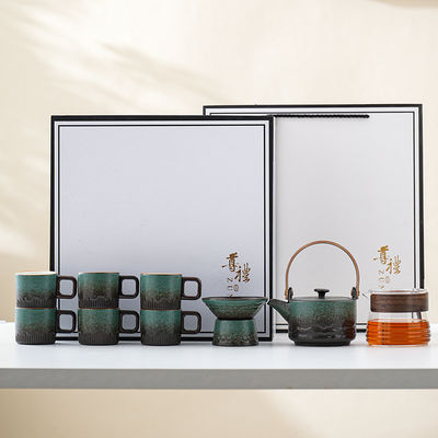 Copo de café de porcelana de cerâmica com alça de madeira e logotipo personalizado