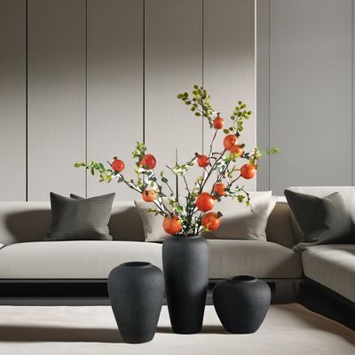 Vaso de cerâmica para decoração de casa nórdica moderna com erva de pampa e flores secas naturais