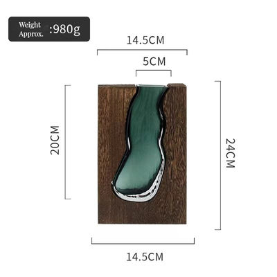 Vaso de vidro verde escuro floral Decoração de mesa para escritório ou quarto chinês moderno
