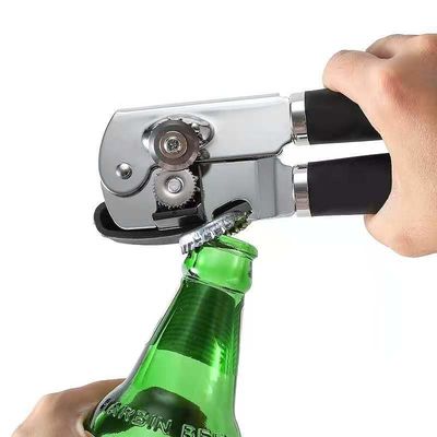 Casa Uso Aço inoxidável Custom Easy Crank Manual Can Opener garrafa de cerveja com logotipo de ferro