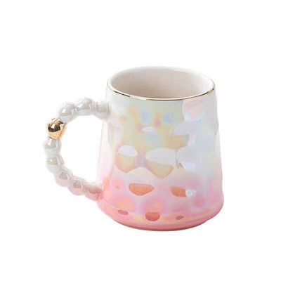 Estilo Rosa Perla Cerâmica Taça de Café Conjunto com Prato e Copo de Chá de Bambú Capacidade 1300ml